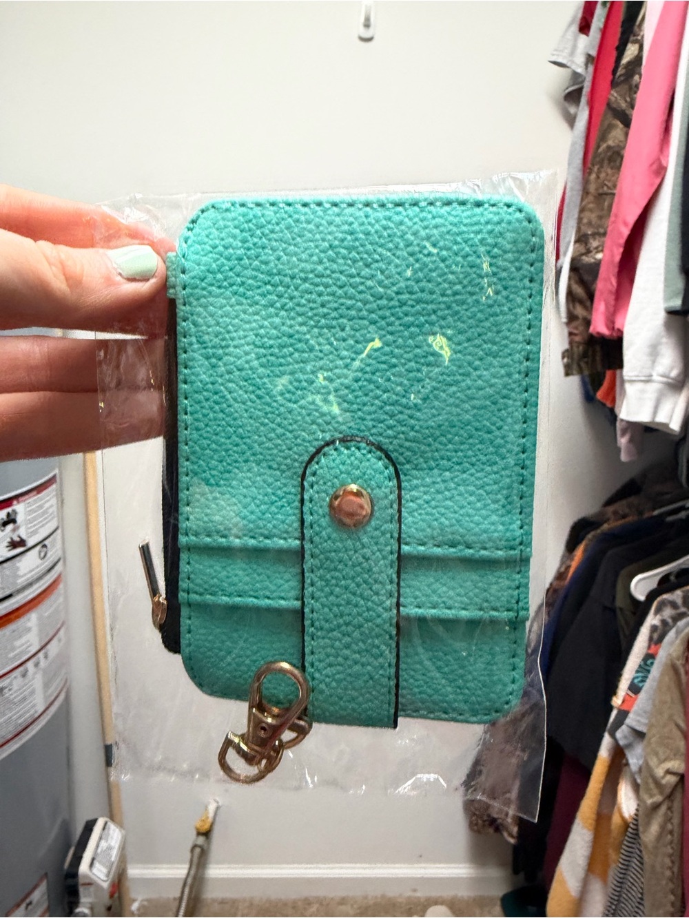 Turquoise Zip Wallet with Keyring Strap